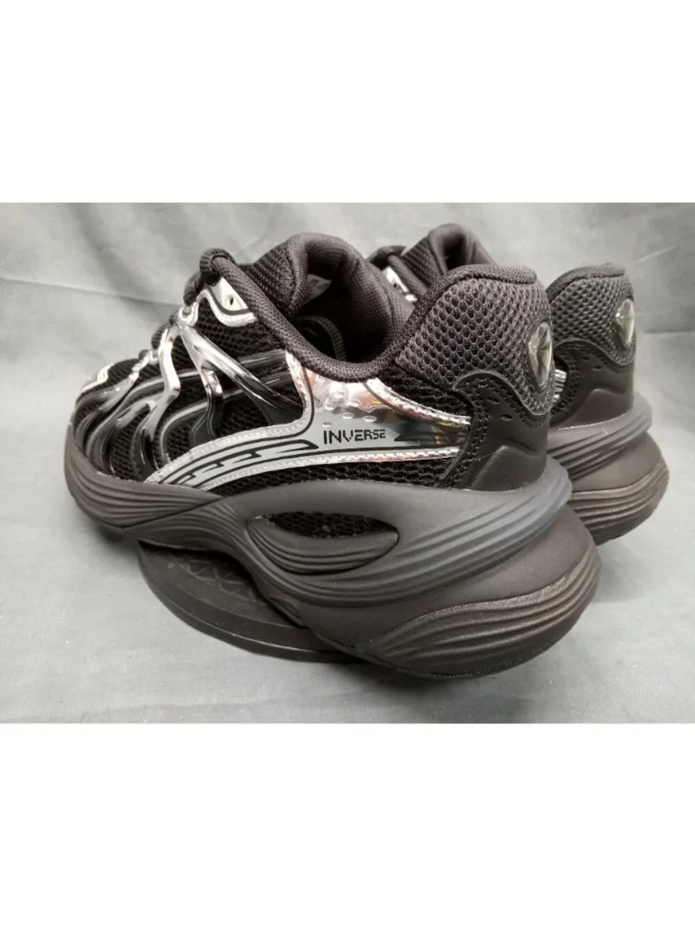 Puma Inverse Dimension PS Sneakers Mesh Black/Silver Kids Size 2.5c NEW NO BOX!